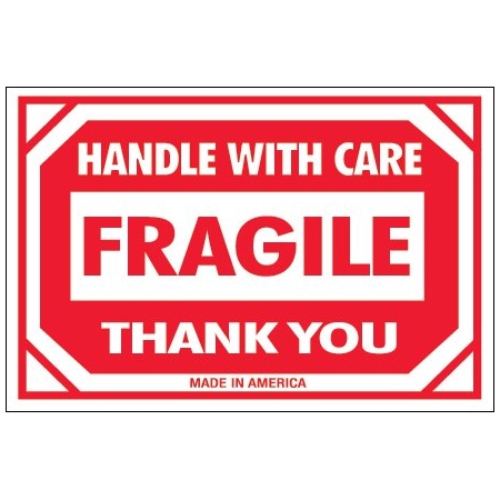 Bsc Preferred 4 x 6'' - ''Fragile - Handle With Care'' Labels, Style 2, 500PK BUY00024015